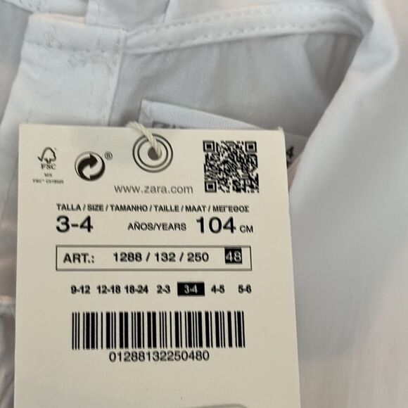 ZARA Kids | White | PLAIN BIB COLLAR SHIRT - Picture 5 of 6